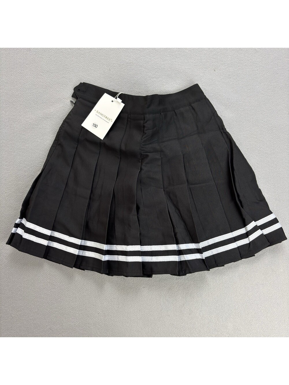 Sangtree Youth Skort Black w/ White Stripe Pleated Uniform, See Measurements